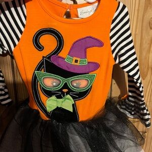 Emily Rose Halloween Cat Costume with Orange and Black Stripes
